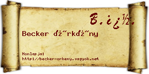 Becker Örkény névjegykártya